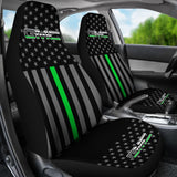 American Flag Car Seat Covers With Thin Green Line Mix GMC 212601 - YourCarButBetter