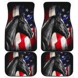 American Flag Horse Gift Who Loves Horse Car Floor Mats 210506 - YourCarButBetter