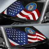 American Flag Waving US Coast Guard Car Auto Sun Shades 210701 - YourCarButBetter
