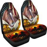 American Horse With Beautiful Sunset Car Seat Covers 231007 - YourCarButBetter