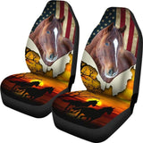 American Horse With Beautiful Sunset Car Seat Covers 231007 - YourCarButBetter
