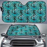 Anchor Nautical Green Background Car Auto Sun Shades 460402 - YourCarButBetter
