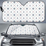 Anchor Rudder Nautical Design Pattern Car Auto Sun Shades 460402 - YourCarButBetter