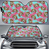 Beagle Muzzles Turquoise Paint Splashes Pink Pattern Car Auto Sun Shades 102507 - YourCarButBetter