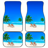 Beautiful Beach Car Floor Mats With Chairs And Palm Tree 211305 - YourCarButBetter