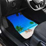 Beautiful Beach Car Floor Mats With Chairs And Palm Tree 211305 - YourCarButBetter