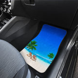 Beautiful Beach Car Floor Mats With Chairs And Palm Tree 211305 - YourCarButBetter