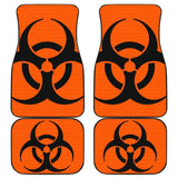 Black Biohazard Sign Orange Background Car Floor Mats 211204 - YourCarButBetter