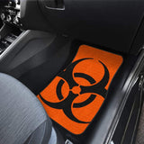 Black Biohazard Sign Orange Background Car Floor Mats 211204 - YourCarButBetter