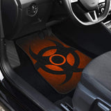 Black Biohazard Warning Orange Background Car Floor Mats 211204 - YourCarButBetter
