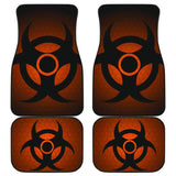 Black Biohazard Warning Orange Background Car Floor Mats 211204 - YourCarButBetter
