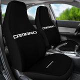 Black Camaro White Letter Car Seat Cover 212802 - YourCarButBetter