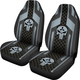Black Grey Punisher Skull Mitsubishi Car Seat Covers 210801 - YourCarButBetter