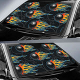 Bowling Balls Flame Pattern Car Auto Sun Shades 085424 - YourCarButBetter