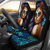 Calavera Girl - Blue - Car Seat Covers 101807 - YourCarButBetter