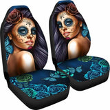 Calavera Girl - Blue - Car Seat Covers 101807 - YourCarButBetter