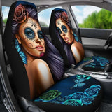 Calavera Girl - Blue - Car Seat Covers 101807 - YourCarButBetter