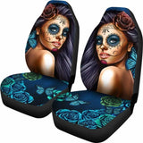 Calavera Girl - Blue - Car Seat Covers 101807 - YourCarButBetter