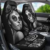 Calavera Girl - B/W - Car Seat Covers 101807 - YourCarButBetter