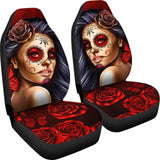 Calavera Girl - Red - Car Seat Covers 101807 - YourCarButBetter