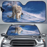 Car Sun Shades With Snow Leopard Print 172609 - YourCarButBetter