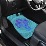 Celtic Cross Car Floor Mats Knot Circle Set Light Of Blue 210301 - YourCarButBetter