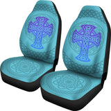 Celtic Cross Car Seat Covers Knot Circle Set Light Of Blue 210301 - YourCarButBetter