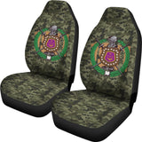 Classic Green Camouflage Omega Psi Phi Car Seat Covers 211706 - YourCarButBetter