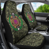 Classic Green Camouflage Omega Psi Phi Car Seat Covers 211706 - YourCarButBetter