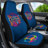 Colorful Peace & Love Car Seat Covers 221205 - YourCarButBetter