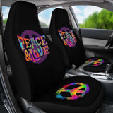 Colorful Peace & Love Car Seat Covers 221205 - YourCarButBetter