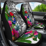 Cook Islands Car Seat Covers White - Turtle Plumeria Banana Leaf - 091114 - YourCarButBetter