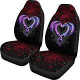 Couple Valentine Dragons Roses And Heart Car Seat Covers 211604 - YourCarButBetter
