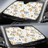 Cute Beagle Dog Pattern Background Car Auto Sun Shades 102507 - YourCarButBetter