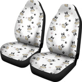 Cute French Bulldog Dog Print On White Car Seat Covers 210602 - YourCarButBetter