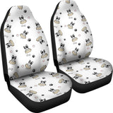 Cute French Bulldog Dog Print On White Car Seat Covers 210602 - YourCarButBetter