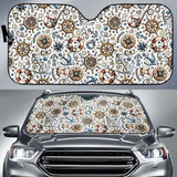 Cute Nautical Steering Wheel Anchor Pattern Car Auto Sun Shades 460402 - YourCarButBetter
