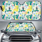 Cute Parrot Toucan Flamingo Cactus Exotic Leaves Pattern Car Auto Sun Shades 172609 - YourCarButBetter