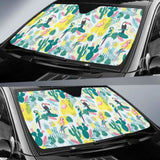 Cute Parrot Toucan Flamingo Cactus Exotic Leaves Pattern Car Auto Sun Shades 172609 - YourCarButBetter