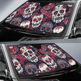 Day of The Dead Sugar Skull Floral Car Auto Sun Shade 172609 - YourCarButBetter