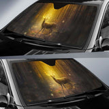 Deer Fire Forest Autumn 4K Car Sun Shade 172609 - YourCarButBetter
