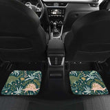 Dinosaurs Tropical Leaves Flower Pattern Front And Back Car Mats 154813 - YourCarButBetter