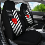 Distressed American Flag With Heart Car Seat Covers Set In Black 101819 - YourCarButBetter