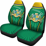 Dominica Green Car Seat Covers Circle Stripes Flag Version Amazing 092813 - YourCarButBetter