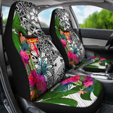 Fiji Car Seat Covers White - Turtle Plumeria Banana Leaf Crest - 091114 - YourCarButBetter
