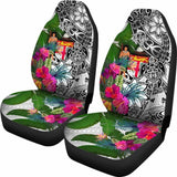 Fiji Car Seat Covers White - Turtle Plumeria Banana Leaf Crest - 091114 - YourCarButBetter