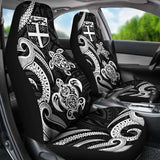 Fiji Polynesian Car Seat Covers - White Tentacle Turtle - 091114 - YourCarButBetter
