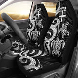 Fiji Polynesian Car Seat Covers - White Tentacle Turtle - 091114 - YourCarButBetter