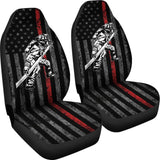 Firefighter Gift American Flag Thin Red Line Fireman Car Seat Covers 212304 - YourCarButBetter
