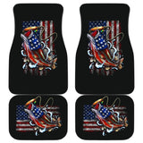 Fishing Largemouth Bass with American Flag Style Car Floor Mats 210906 - YourCarButBetter